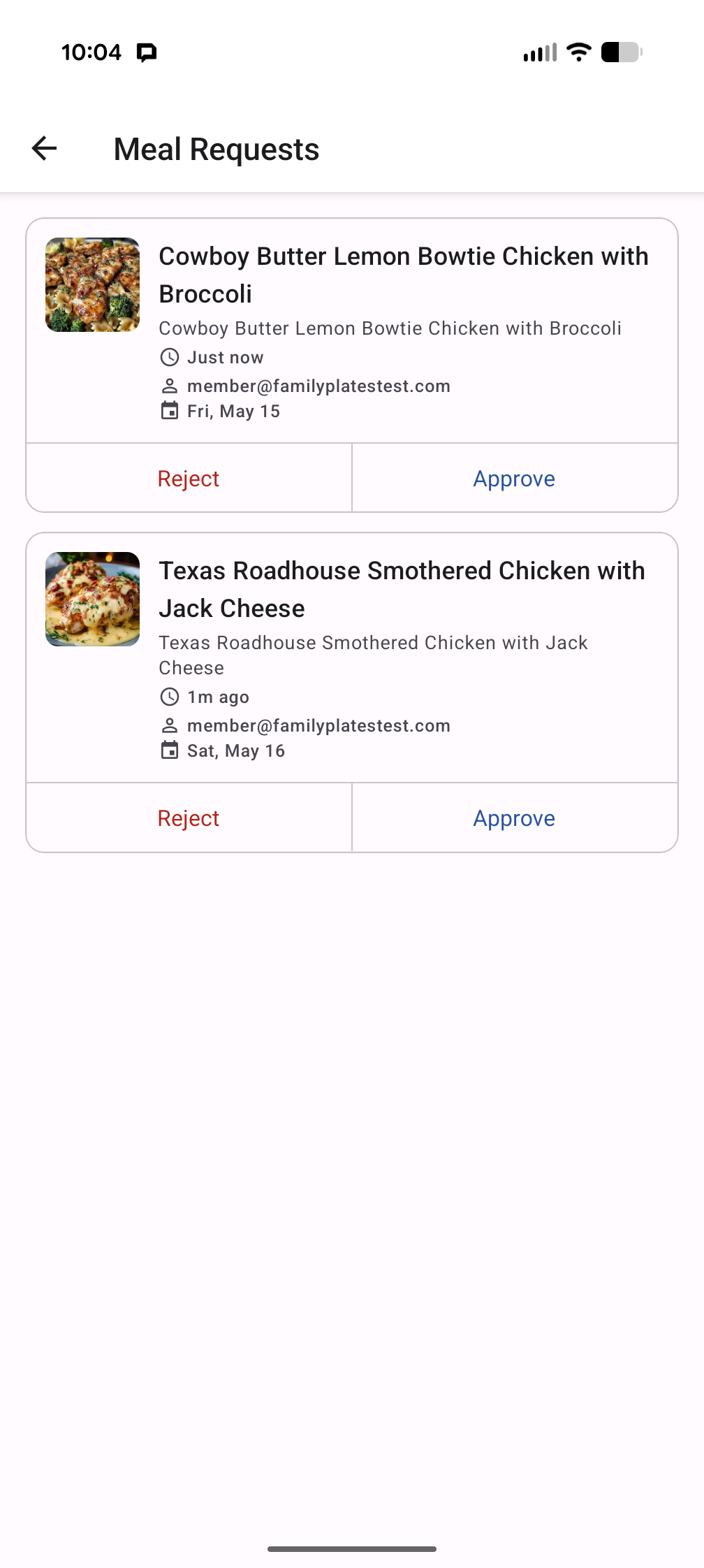 Owner reviewing and approving meal requests for the plan