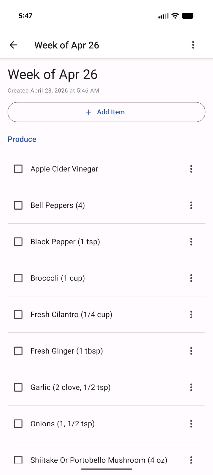 Shopping list