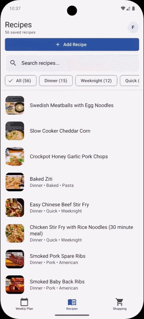 Importing an Instagram recipe into Family Plates